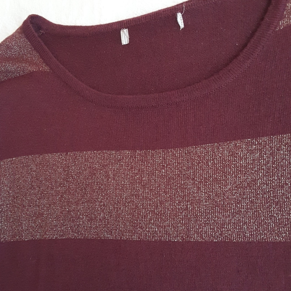 5 for $25 Banana republic burgundy gold striped sweater - Picture 2 of 3